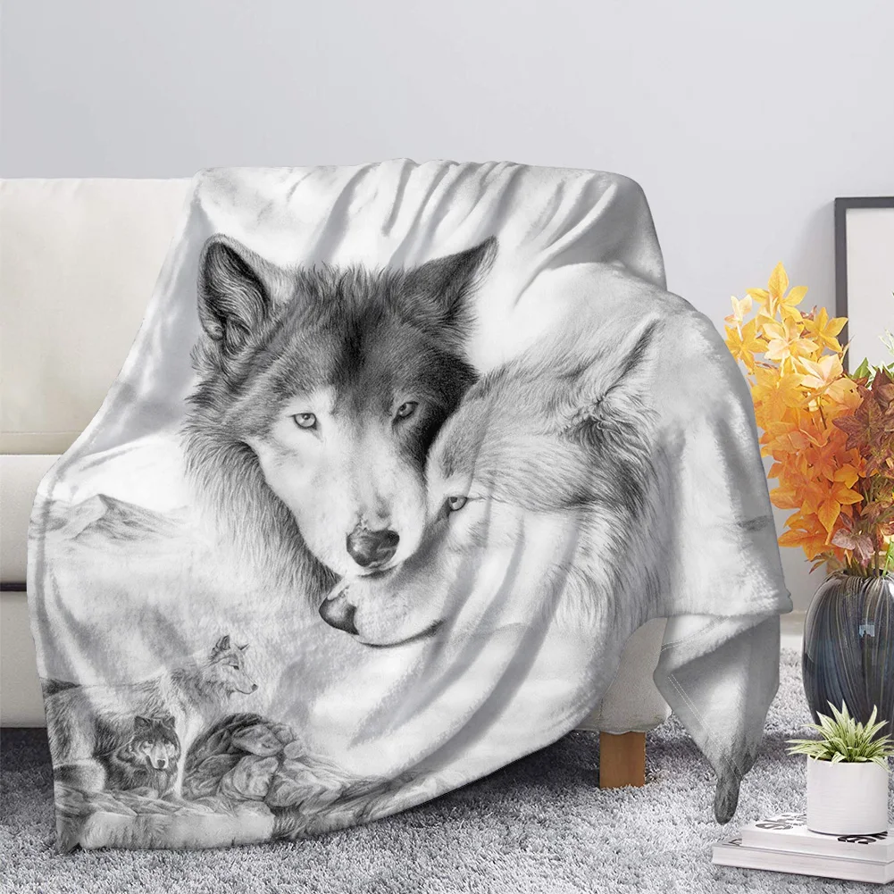 Print Wolf Pattern King Queen Size All Super Soft Lightweight Blanket for Bed SofaWarm Wolf Blankets UK Blankets Home & Garden Home Textile 
